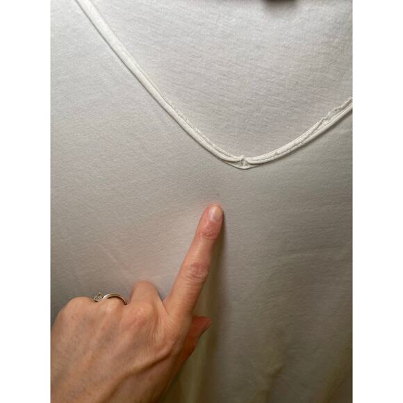 ALLSAINTS Women Large Emelyn V-Neck Tonic T-Shirt -‎ Chalk White Cotton Raw Hem - Picture 12 of 12